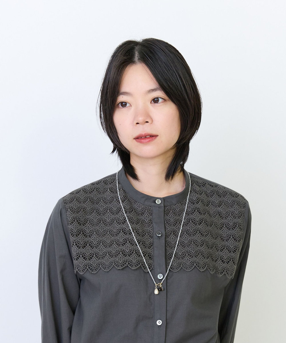 LOISIR ガラスバロックパール×天然石ラリエット風ネックレス［2WAY］ グレー系その他
