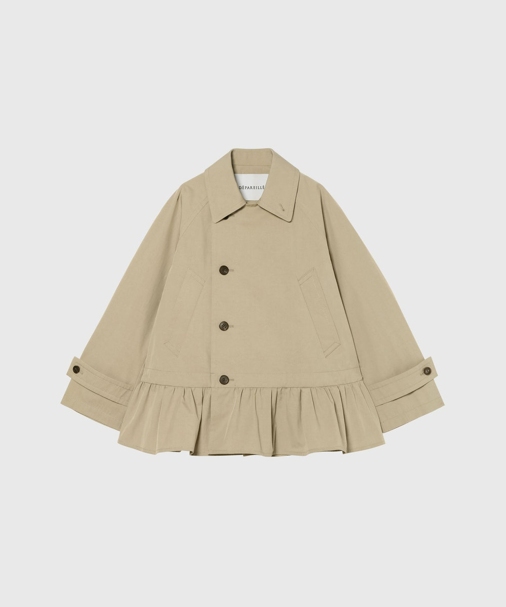 DÉPAREILLÉ GABARDINE PEPLUM SHORT COAT / ギャバジンペプラムショートコート ベージュ