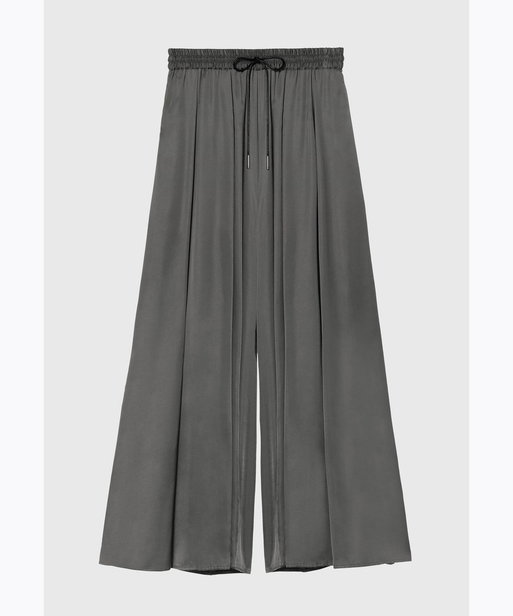 DÉPAREILLÉ VISCOSE SATIN TUCK WIDE PANTS / ヴィスコースサテンタックワイドパンツ チャコールグレー