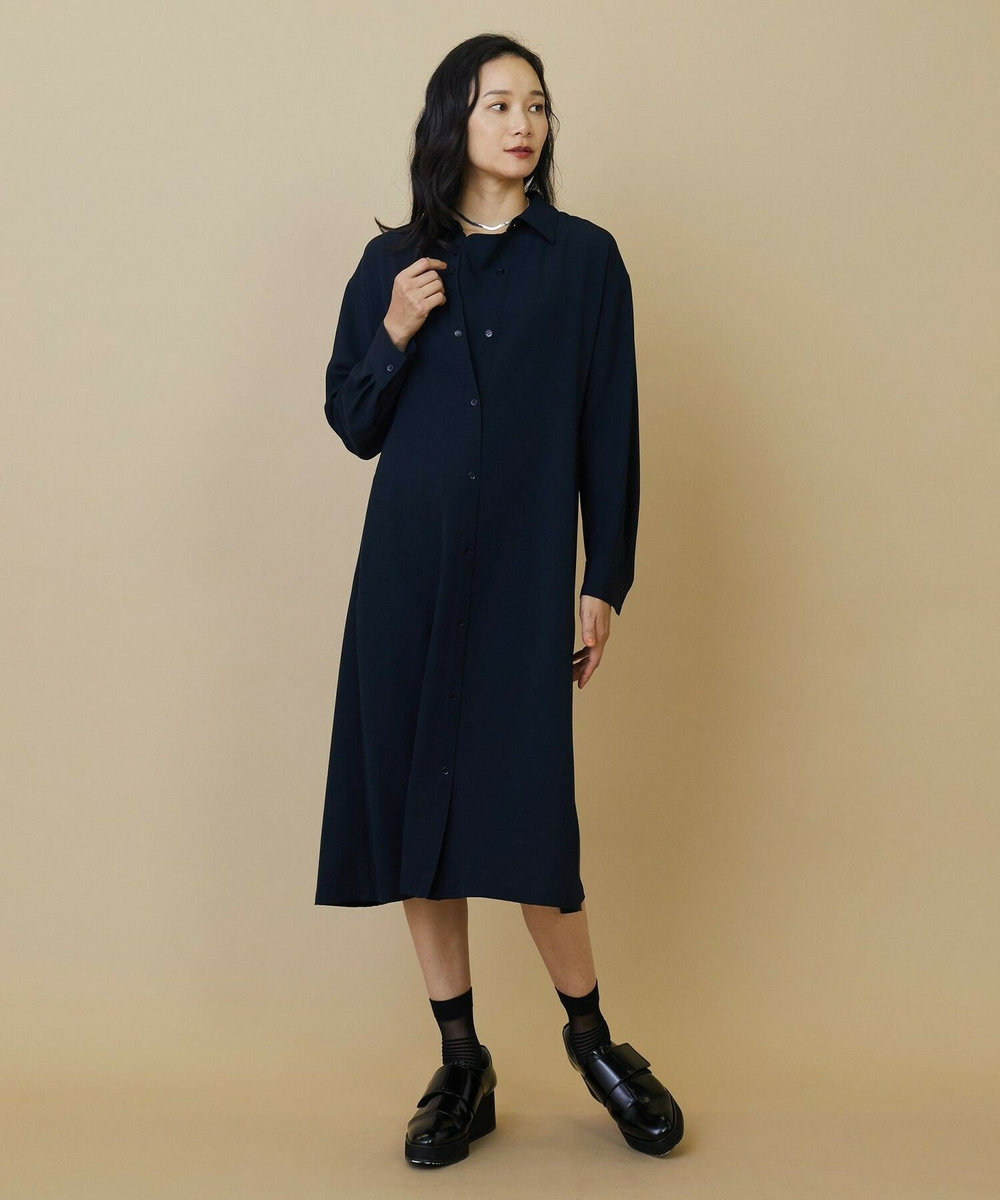 L'EQUIPE Lサイズ（大きいサイズ） 【大きいサイズ】トリアセ強撚ツイルシャツワンピース キャメル