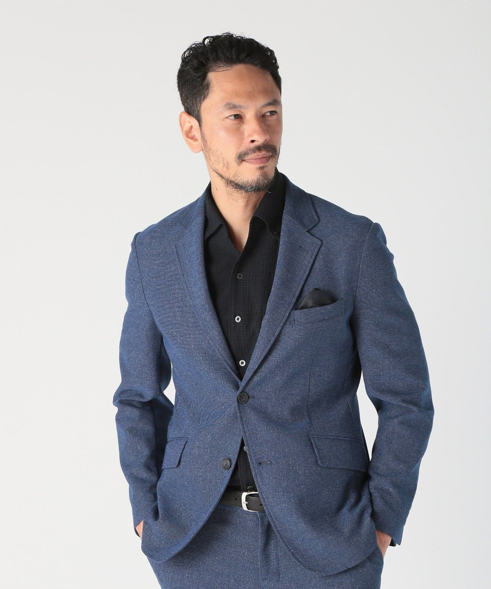MEN'S BIGI 【ACTIVE TAILOR/アクティブテイラー】カラミメッシュストレッチジャケット ブルー