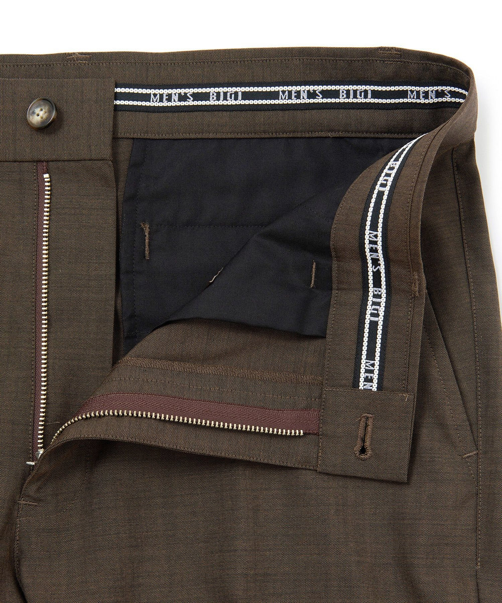 MEN'S BIGI 【MARLANE/マルラーネ】ウールシャンブレー リラックスフィットスラックス ブラウン