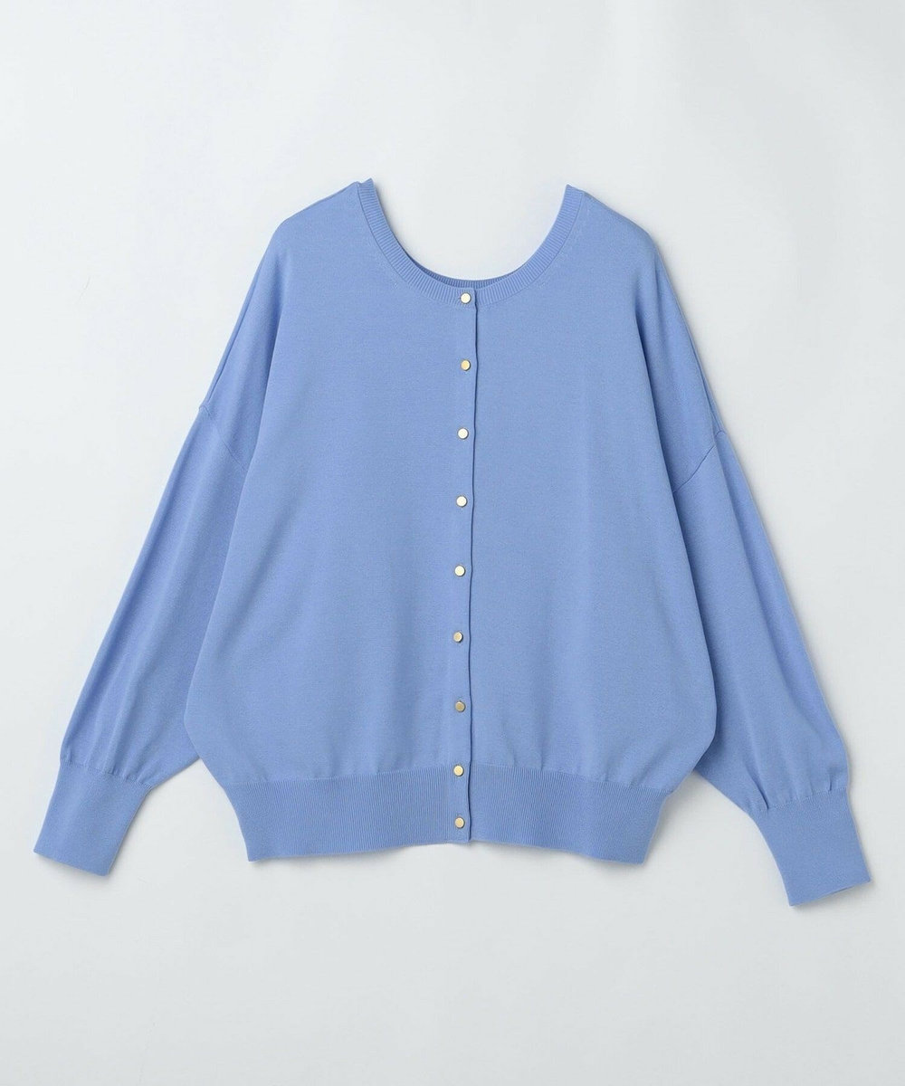 MOGA Lサイズ（大きいサイズ） 【大きいサイズ】セイシェルクルーネックニットカーディガン ブルー