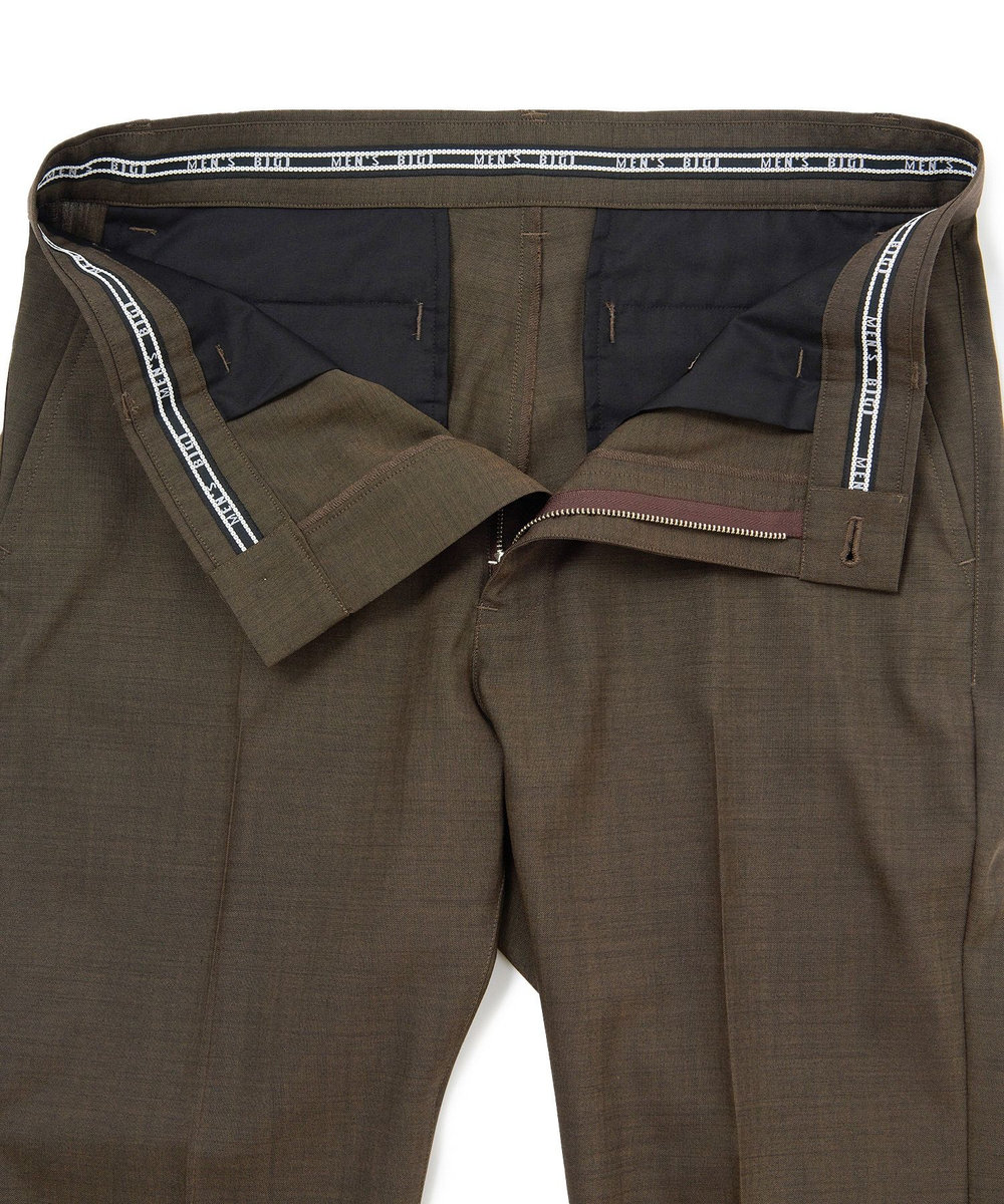 MEN'S BIGI 【MARLANE/マルラーネ】ウールシャンブレー リラックスフィットスラックス ブラウン