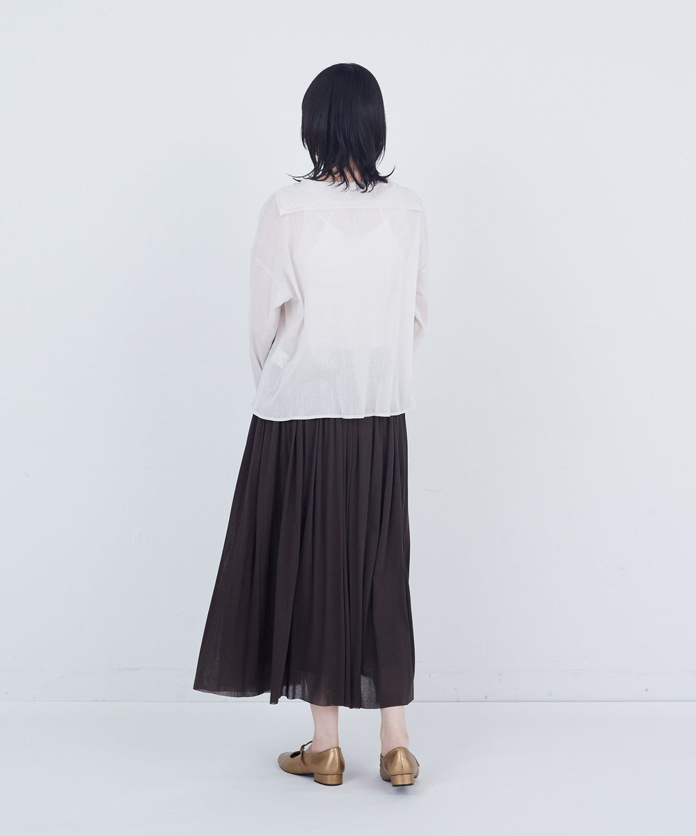 ADIEU TRISTESSE コットンチュールセーラーカラーブラウス グレイッシュベージュ