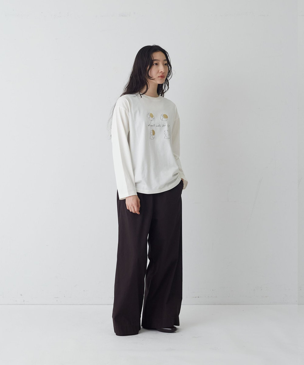 congés payés ADIEU TRISTESSE 《ナガノチサトさんコラボ》ロングスリーブTシャツ オフホワイト