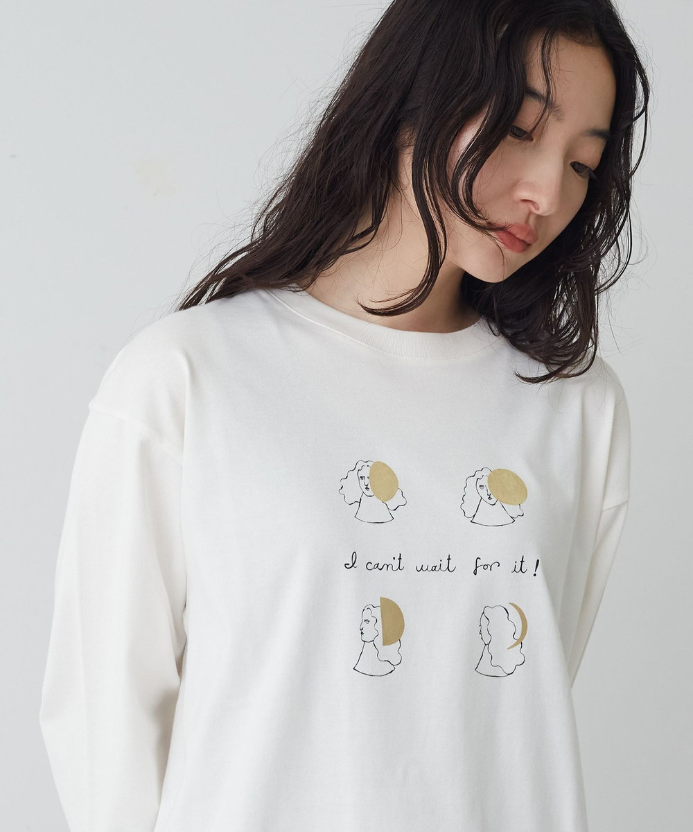 congés payés ADIEU TRISTESSE 《ナガノチサトさんコラボ》ロングスリーブTシャツ オフホワイト