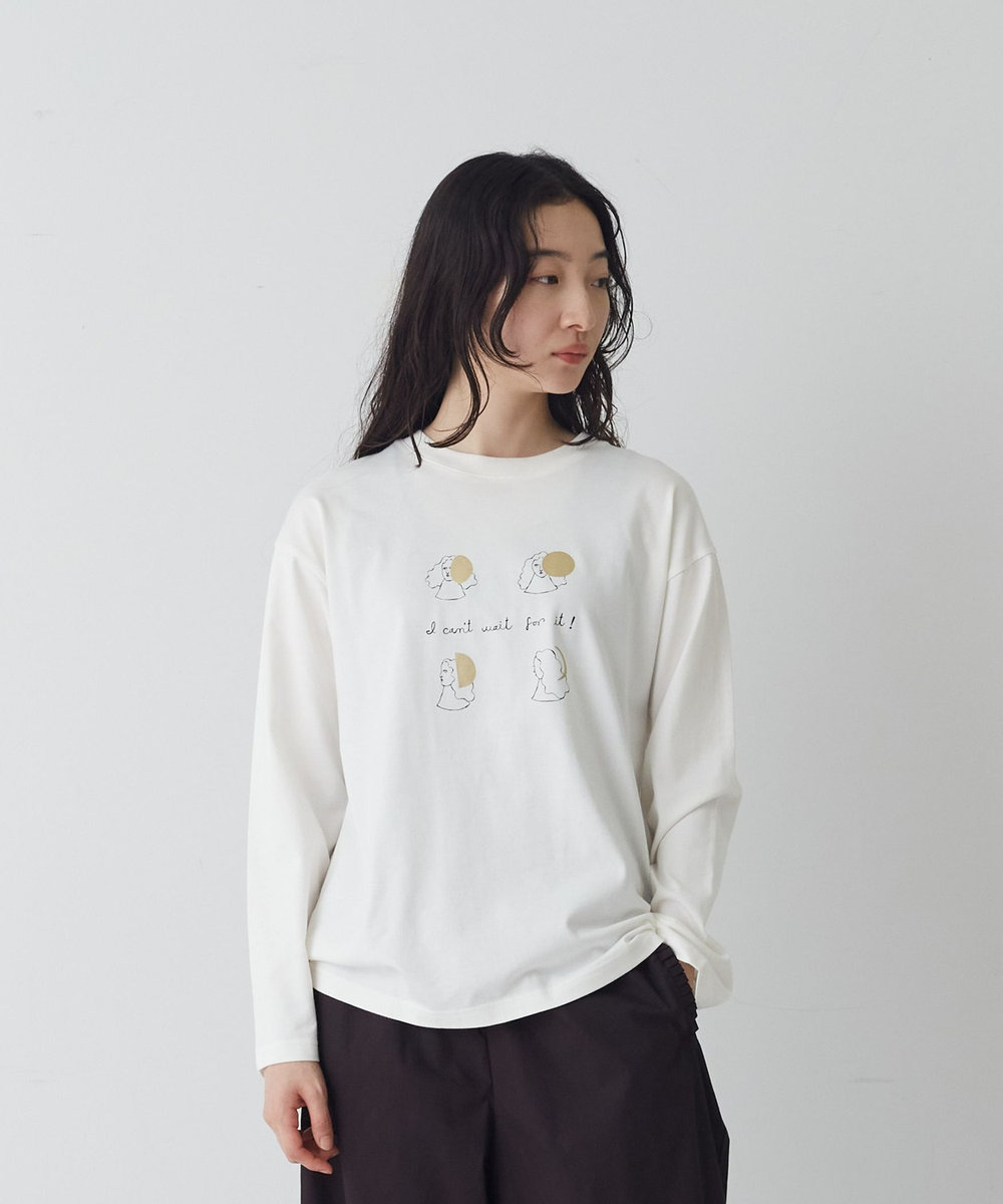 congés payés ADIEU TRISTESSE 《ナガノチサトさんコラボ》ロングスリーブTシャツ オフホワイト