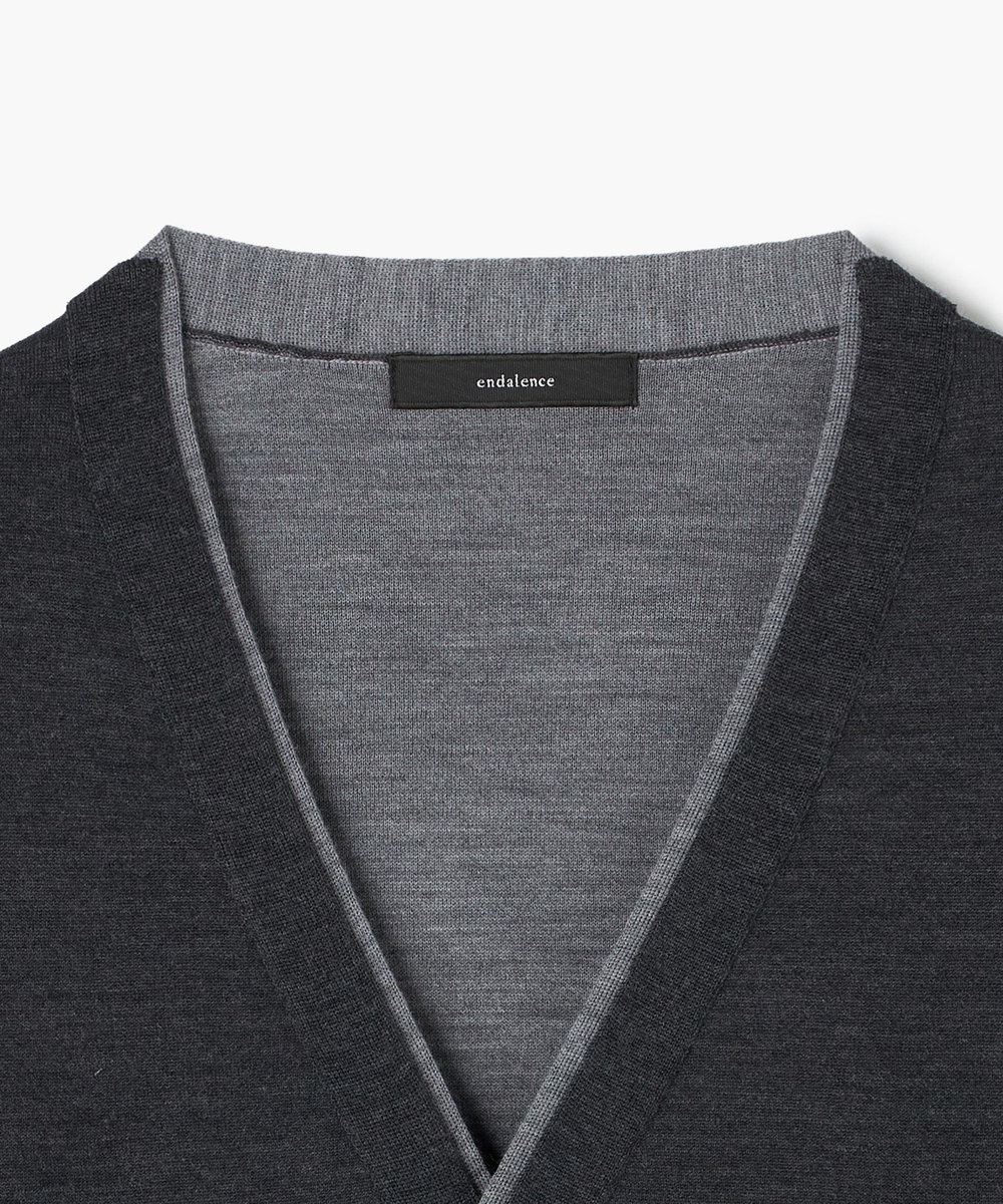 endalence 接結2重編みカーディガン チャコールグレー