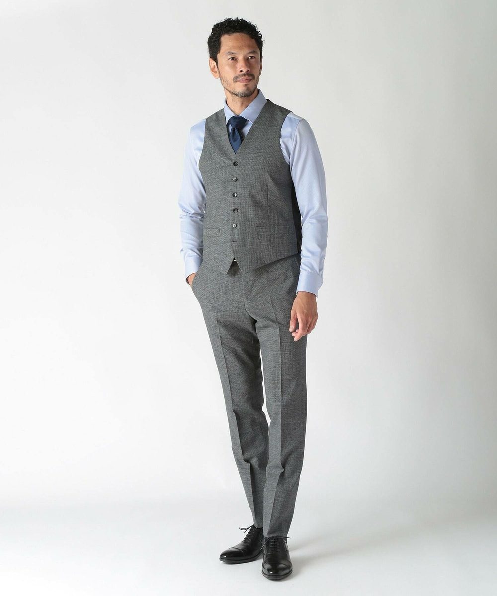 MEN'S BIGI ウールメランジ千鳥格子ベスト＜セットアップ＞ グレー