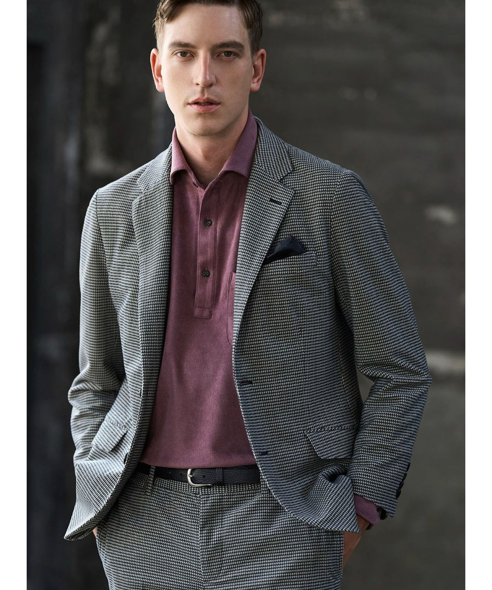 MEN'S BIGI ピケスエードカットシャツ パープル