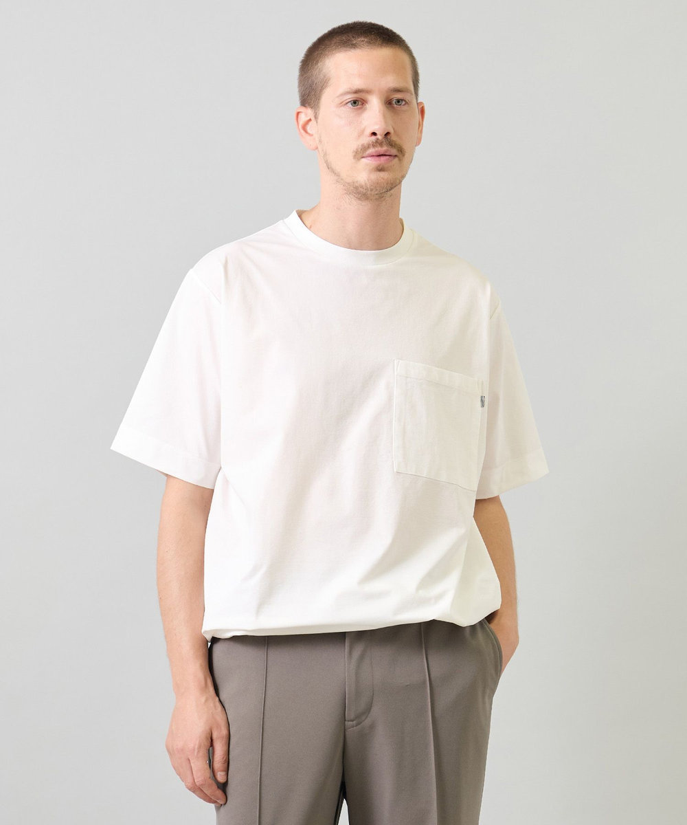 UNION STATION ペーパータッチドローコードTシャツ＜ストレッチ・速乾・マシンウォッシャブル・イージーケア接触冷感＞ ホワイト