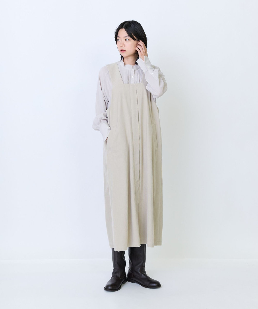 LOISIR リヨセルコットンボイルタックディテールブラウス ベージュ