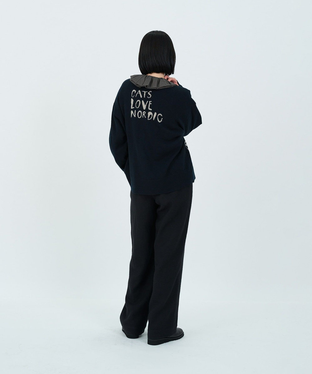 LOISIR 【アーティストコラボ】LOISIR×TORANEKOBONBONインターシャニットカーディガン ブラック