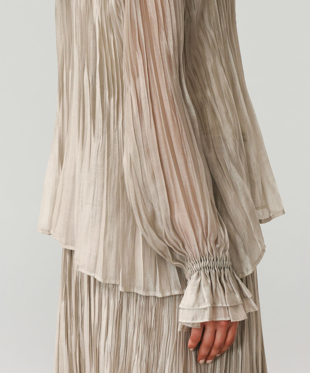 DÉPAREILLÉ TENCEL ORGANDY PLEATS BLOUSE / テンセルオーガンジープリーツブラウス ベージュ