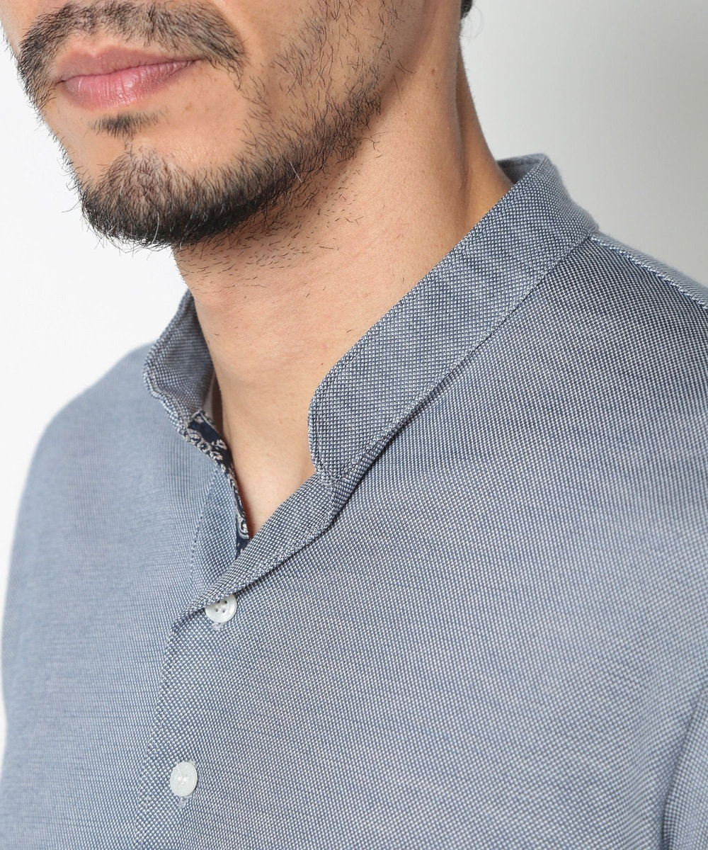MEN'S BIGI <COOL MAX>バンドスキッパーポロシャツ ブルー