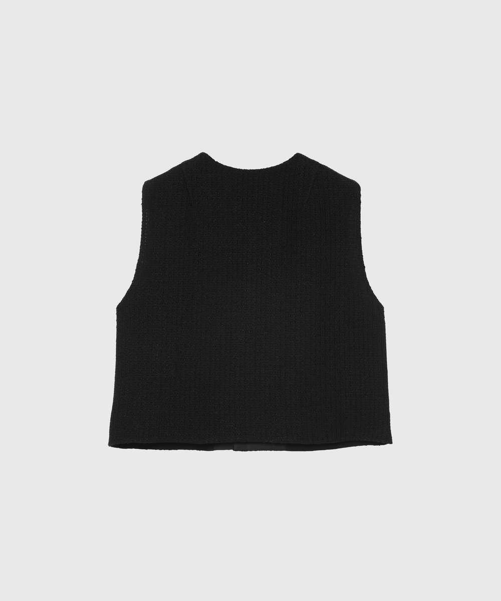 DÉPAREILLÉ COTTON RAYON KARAMI GILET / コットンレーヨンカラミジレ ブラック