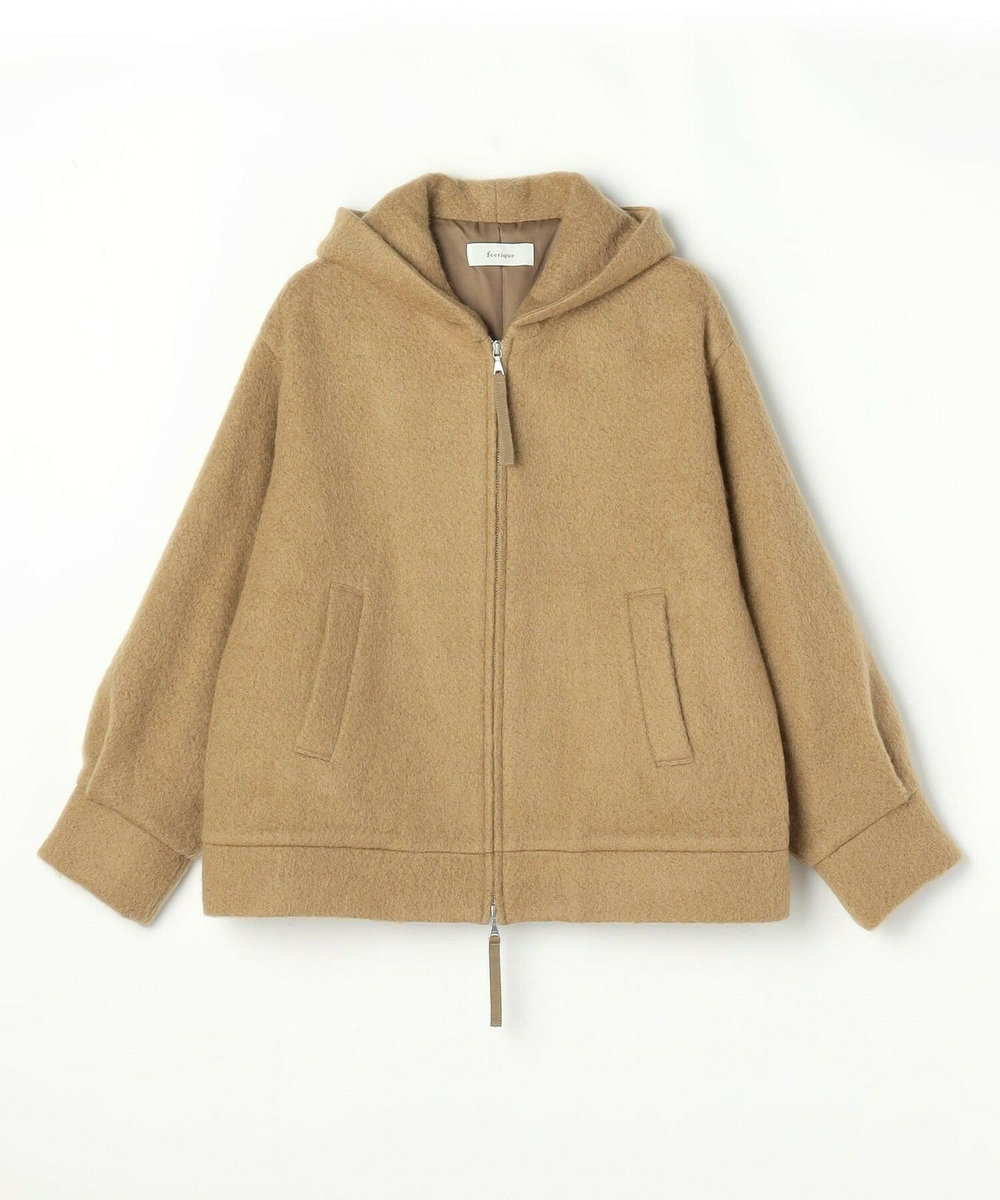 feerique feerique モヘアシャギーフードブルゾン キャメル