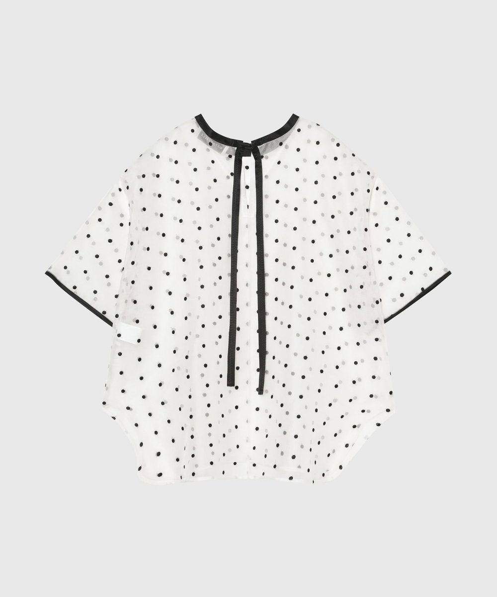 DÉPAREILLÉ DOT ORGANDY SHORT SLEEVE BLOUSE / ドットオーガンジーショートスリーブブラウス ホワイト