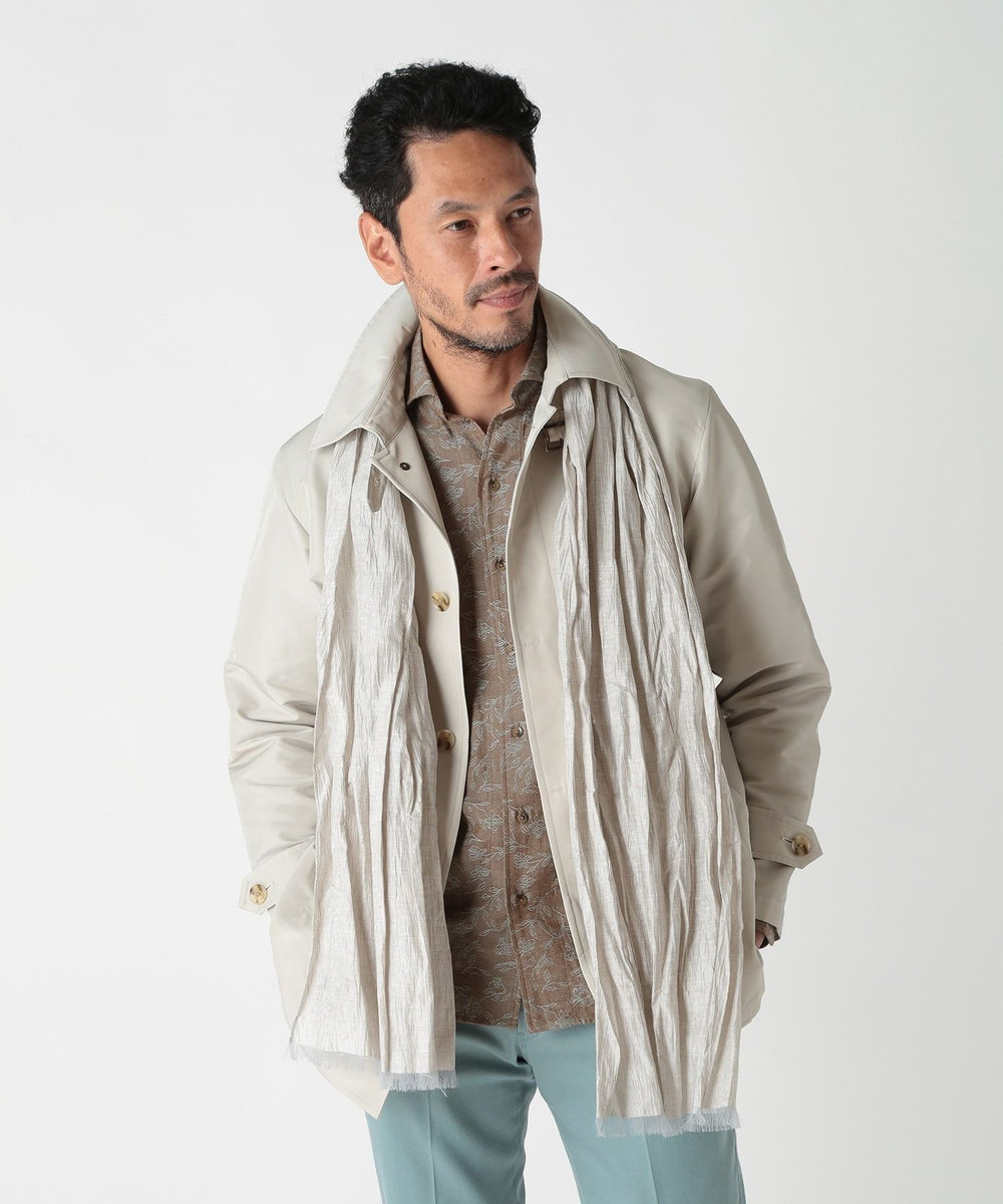 MEN'S BIGI ストライプワッシャー加工ストール ベージュ
