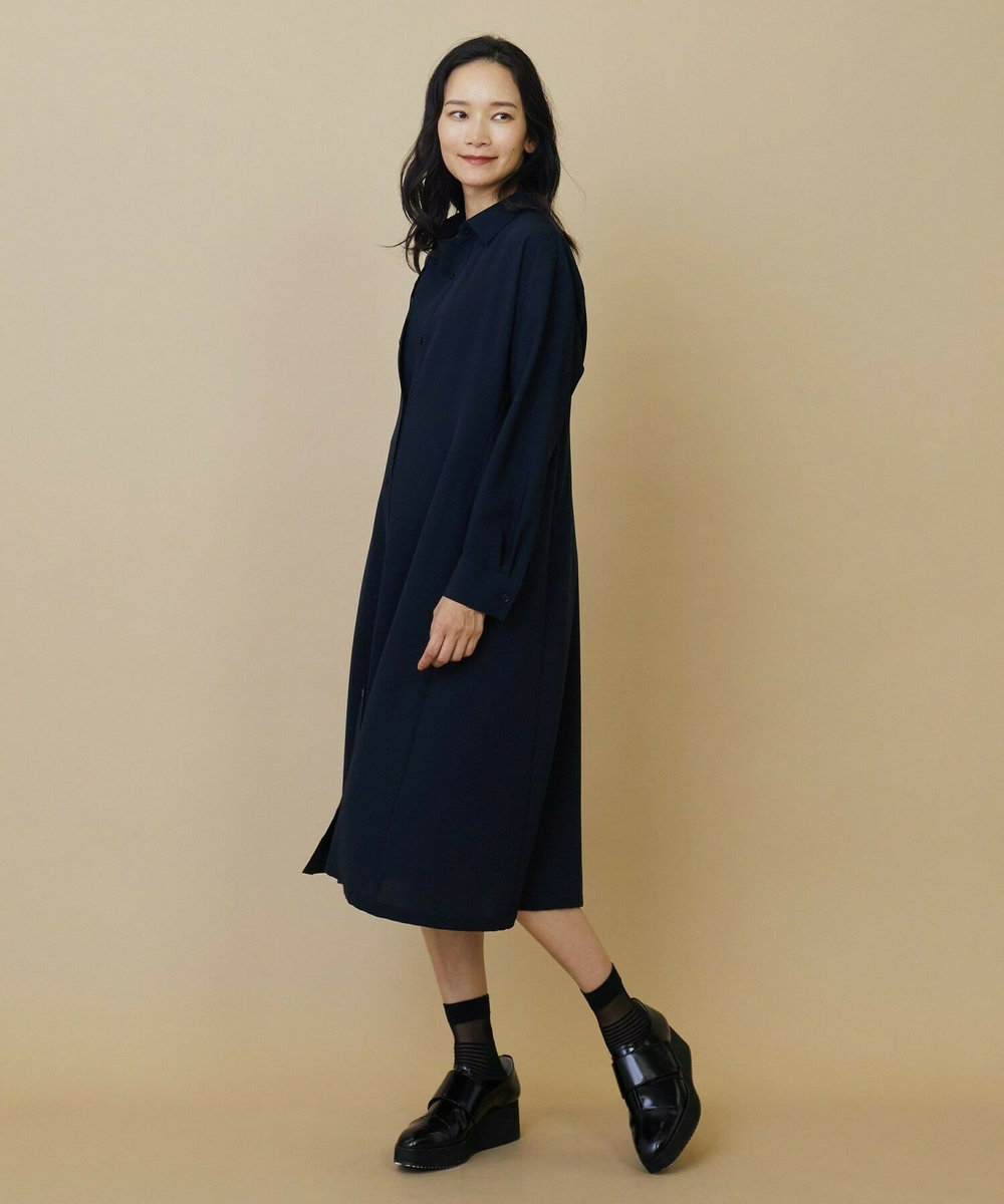 L'EQUIPE Lサイズ（大きいサイズ） 【大きいサイズ】トリアセ強撚ツイルシャツワンピース キャメル