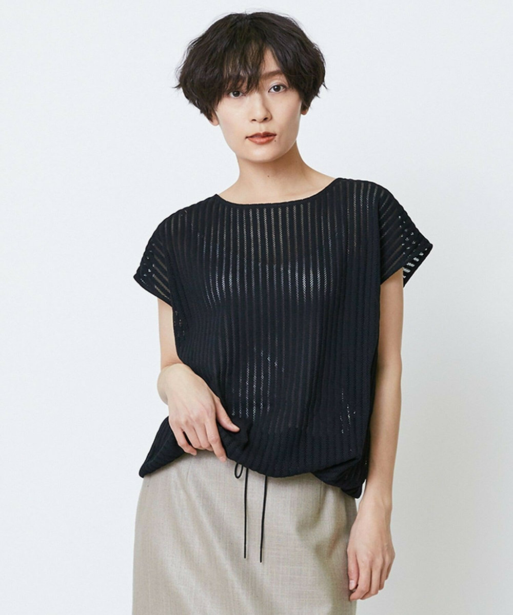 feerique feerique ラッセルメッシュストライププルオーバー ブラック