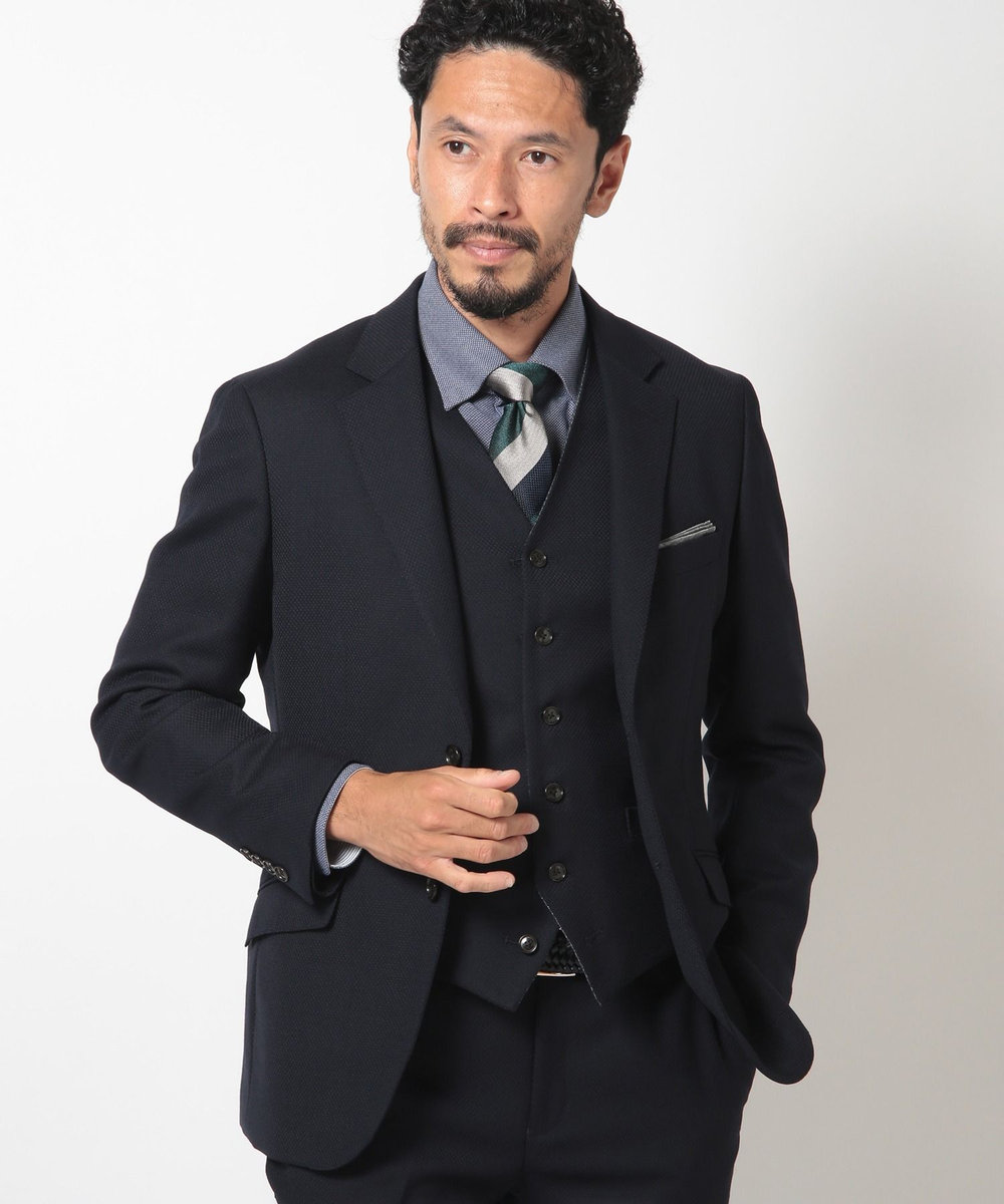 MEN'S BIGI 【ACTIVE TAILOR】ミックスヤーン/ホップサックジャケット＜セットアップ・スリーピース対応＞ ダークネイビー