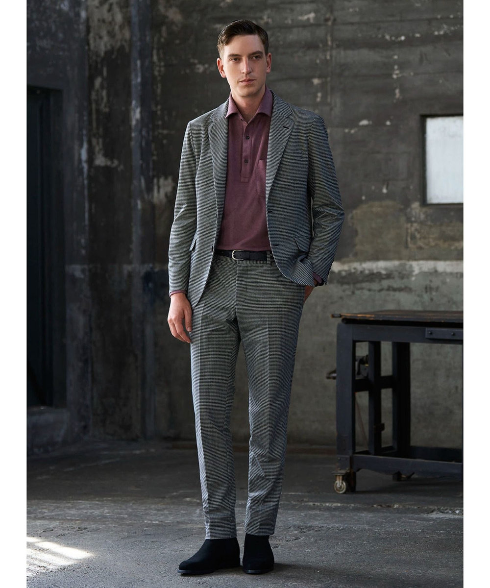 MEN'S BIGI ピケスエードカットシャツ パープル