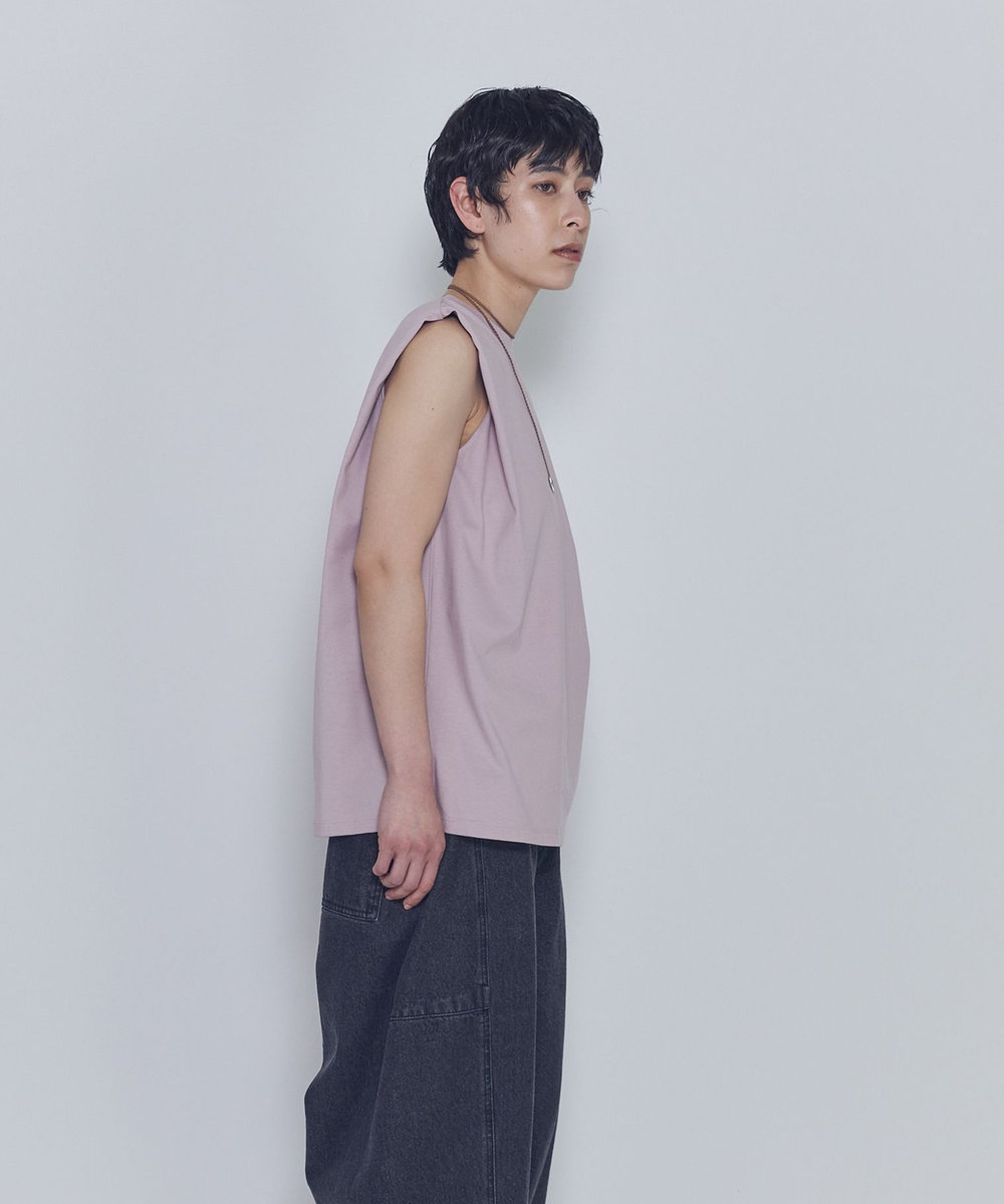 1er Arrondissement ショルダータックノースリーブTシャツ ピンク