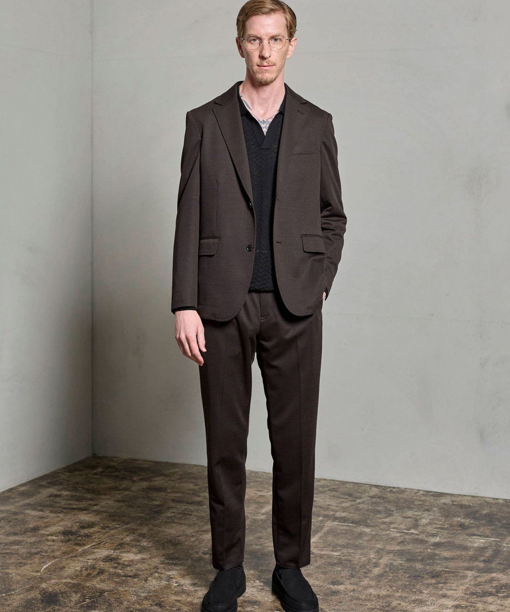 MEN'S BIGI 《別注》COLE HAAN ウールブレンドシャイニーポンチセットアップジャケット ブラウン