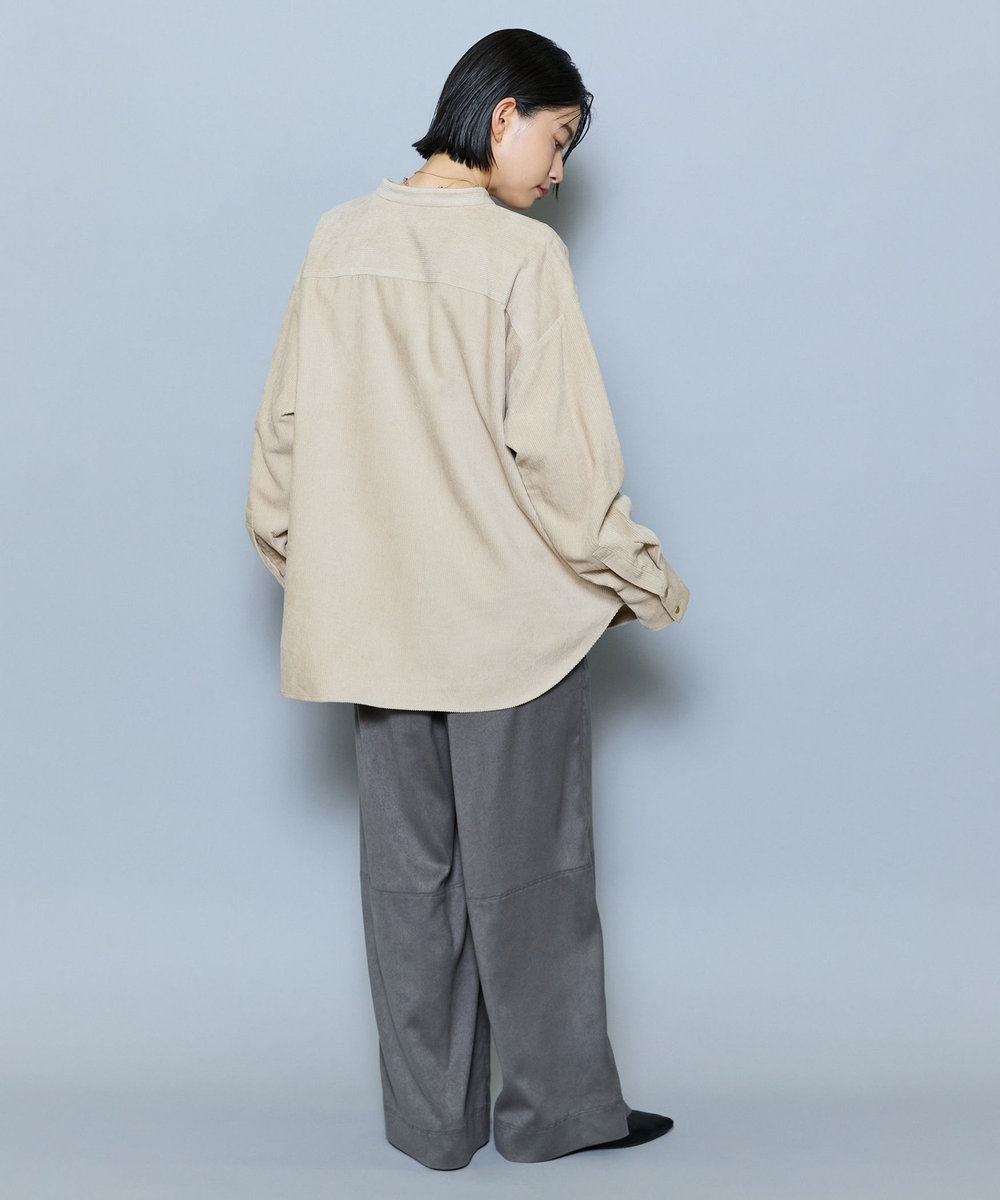 MOGA ウールレーヨンコールバンドカラーブラウス ベージュ