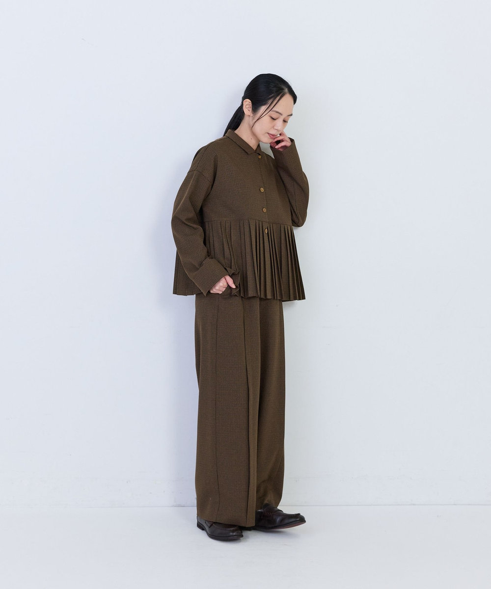 congés payés ADIEU TRISTESSE プリーツジャケットブラウス チェック