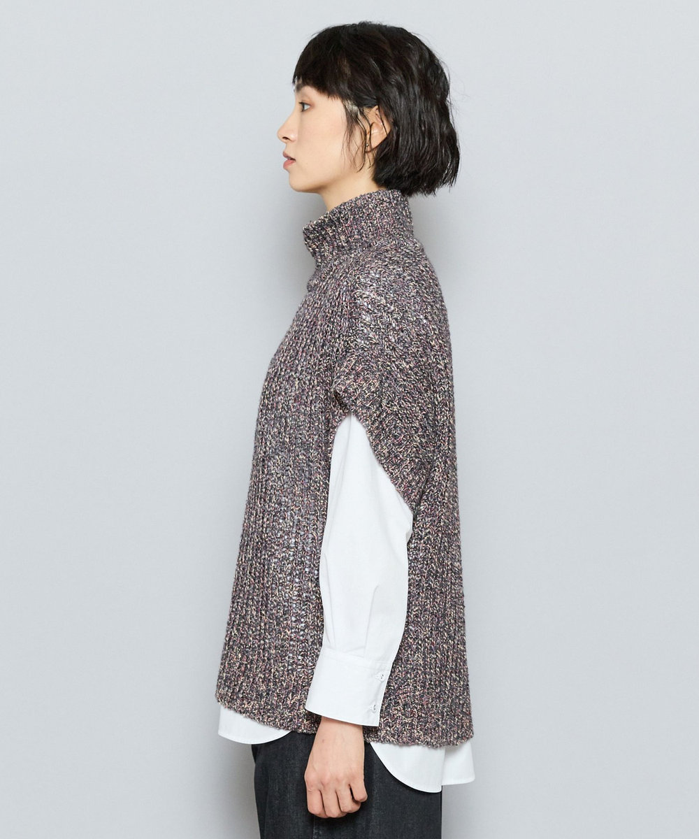 L'EQUIPE GREEN MIXウールニットジレ チャコールグレー