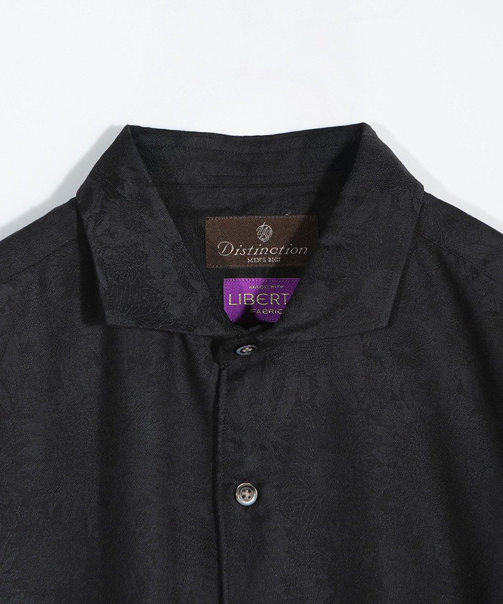 MEN'S BIGI 【LIBERTY/リバティー】フラワージャガードハーフスリーブシャツ ブラック