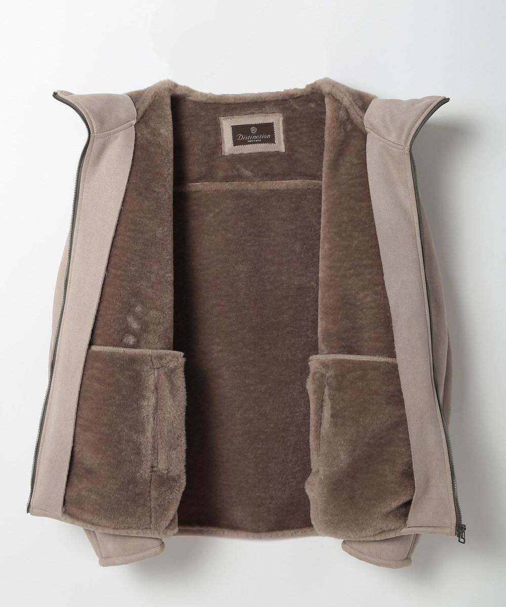MEN'S BIGI テックレザームートンパーカー ベージュ