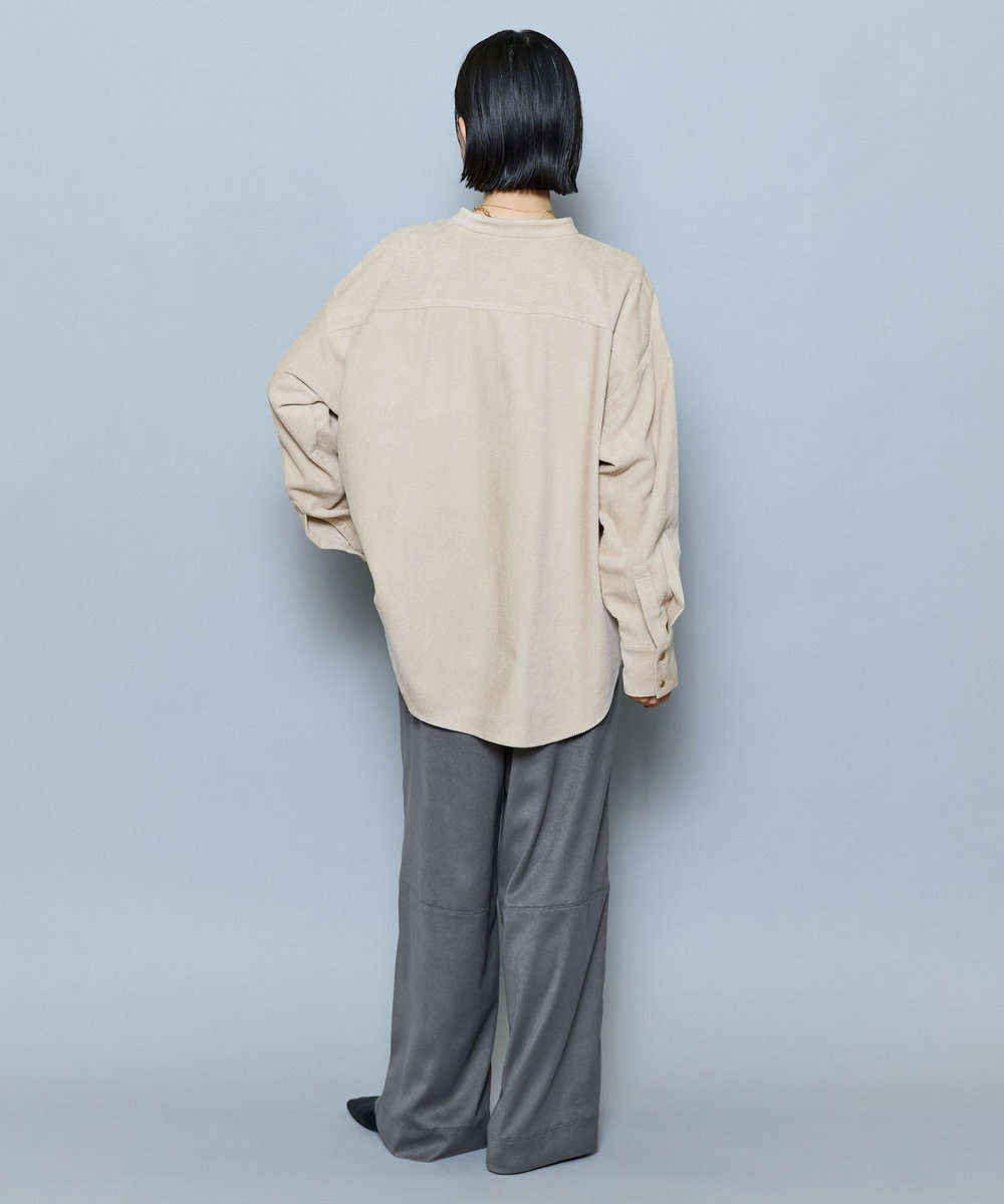 MOGA ウールレーヨンコールバンドカラーブラウス ベージュ