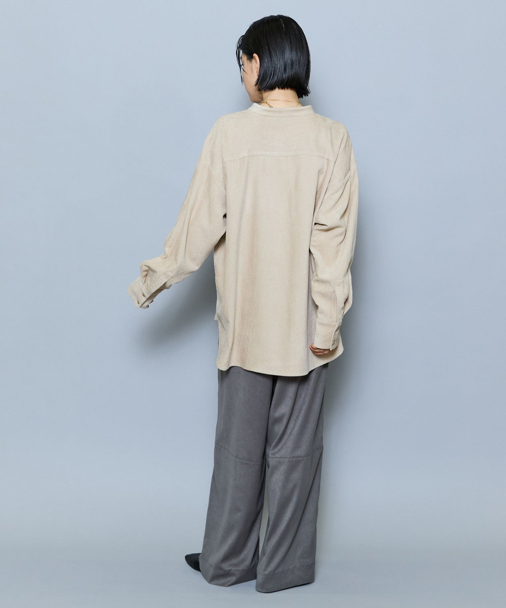 MOGA ウールレーヨンコールバンドカラーブラウス ベージュ