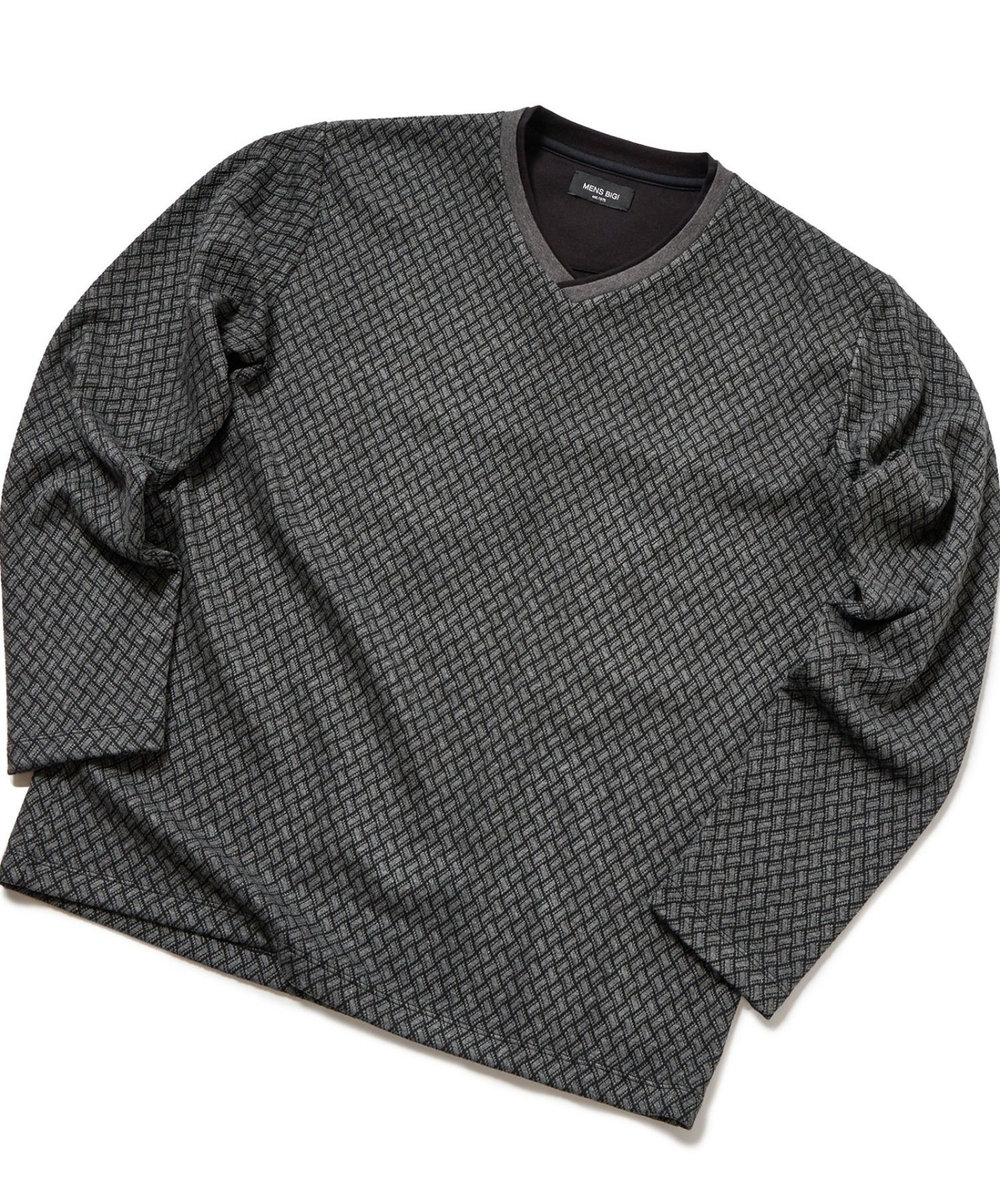 MEN'S BIGI フクレジャカードVネックカットソー グレー系その他