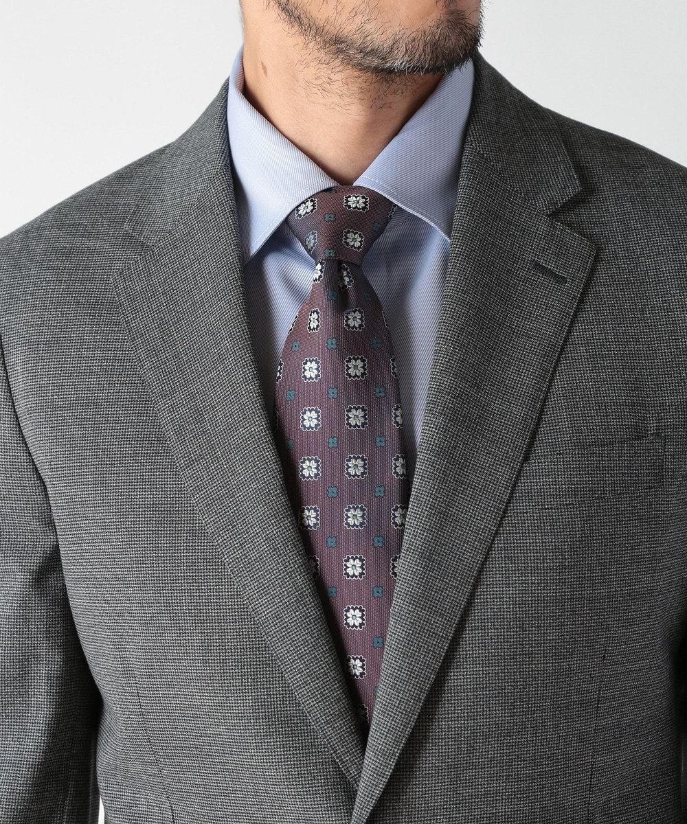 MEN'S BIGI 【TIE YOUR TIE(タイユアタイ)】ヴィンテージフラワー柄ネクタイ ボルドー