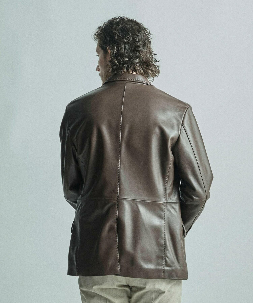 MEN'S BIGI シープレザーテーラードジャケット ブラウン