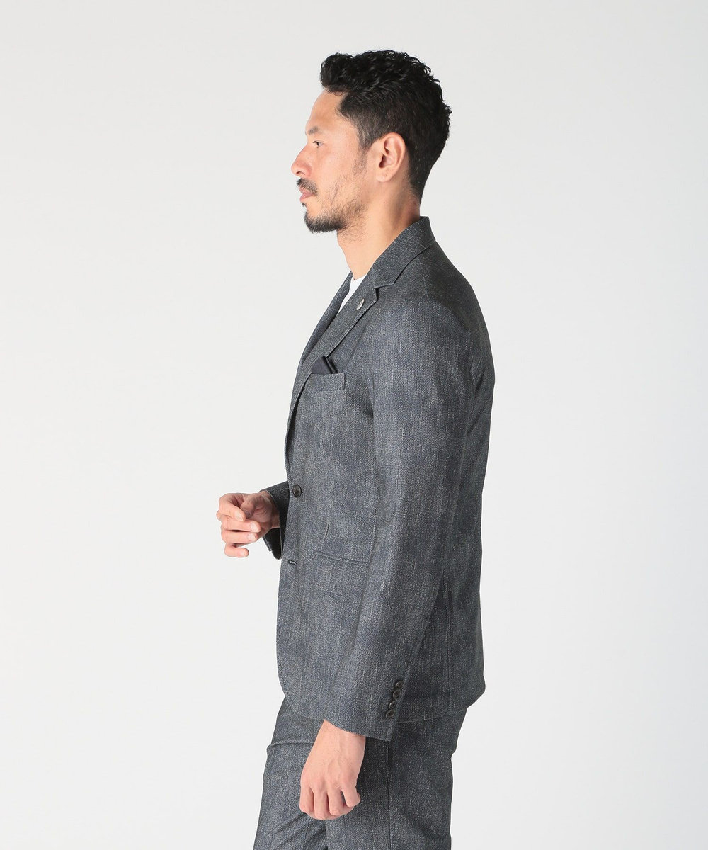 MEN'S BIGI 【COLE HAAN/コール ハーン】別注 トリコットメッシュデニムプリントジャケット＜吸水速乾/EASY CARE＞ ブルー