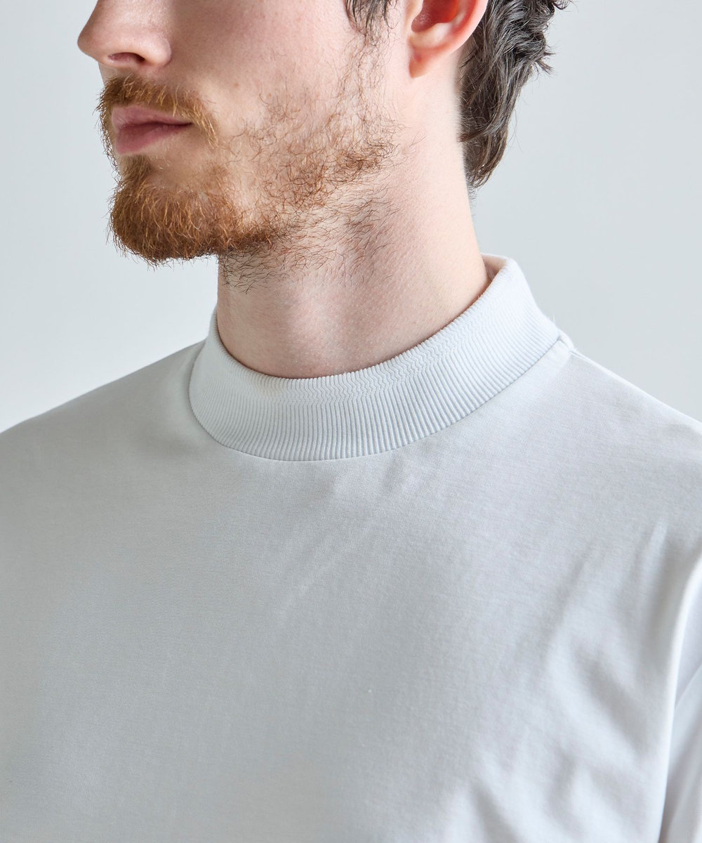 MEN'S BIGI アクティブテーラー シルケットスムース UネックロングTシャツ［シルケット加工/抗菌防臭/帯電防止］ ホワイト