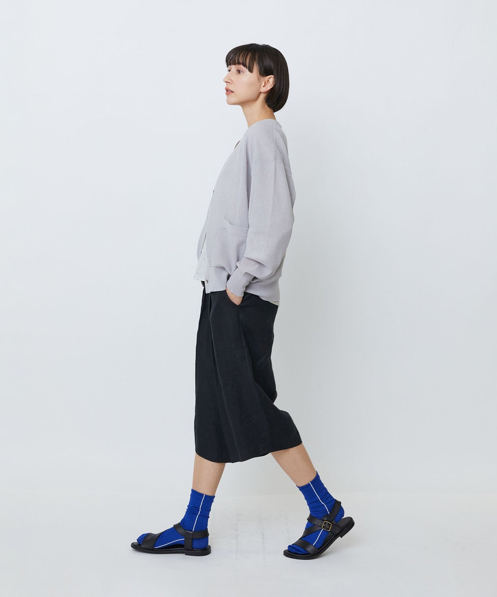 LOISIR 【セットアップ対応】リネンツイルハーフパンツ ブラック