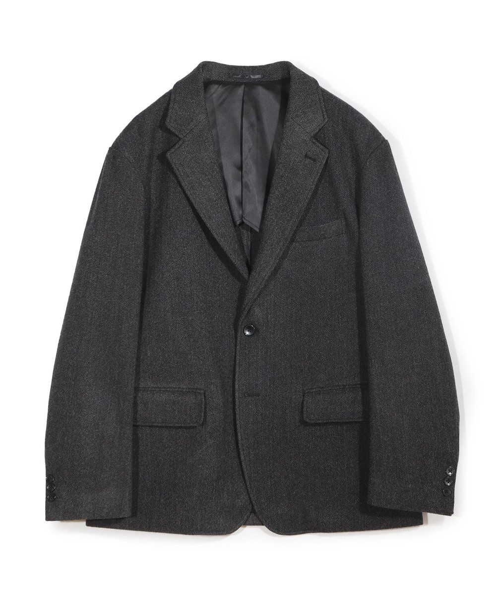 MEN'S BIGI ヘリンボーン柄テーラードジャケット チャコールグレー