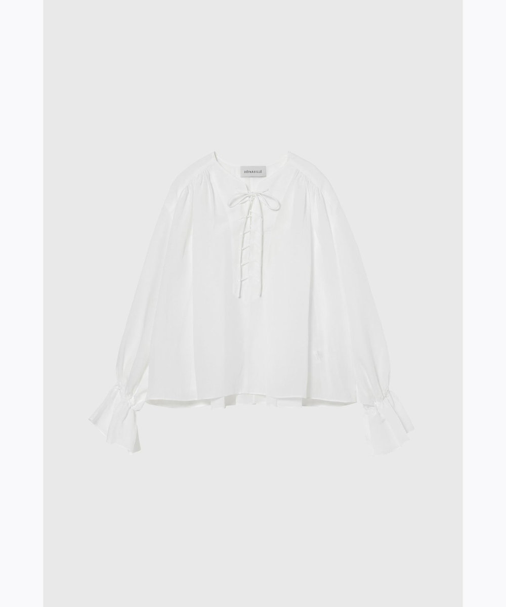 DÉPAREILLÉ LINEN LACE UP BLOUSE / リネンレースアップブラウス ホワイト