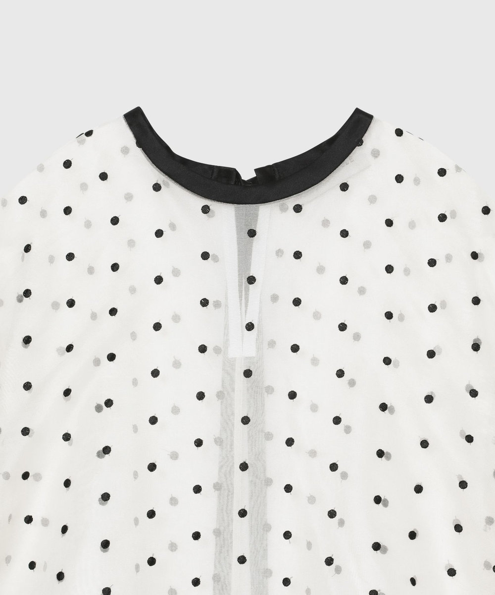 DÉPAREILLÉ DOT ORGANDY SHORT SLEEVE BLOUSE / ドットオーガンジーショートスリーブブラウス ホワイト