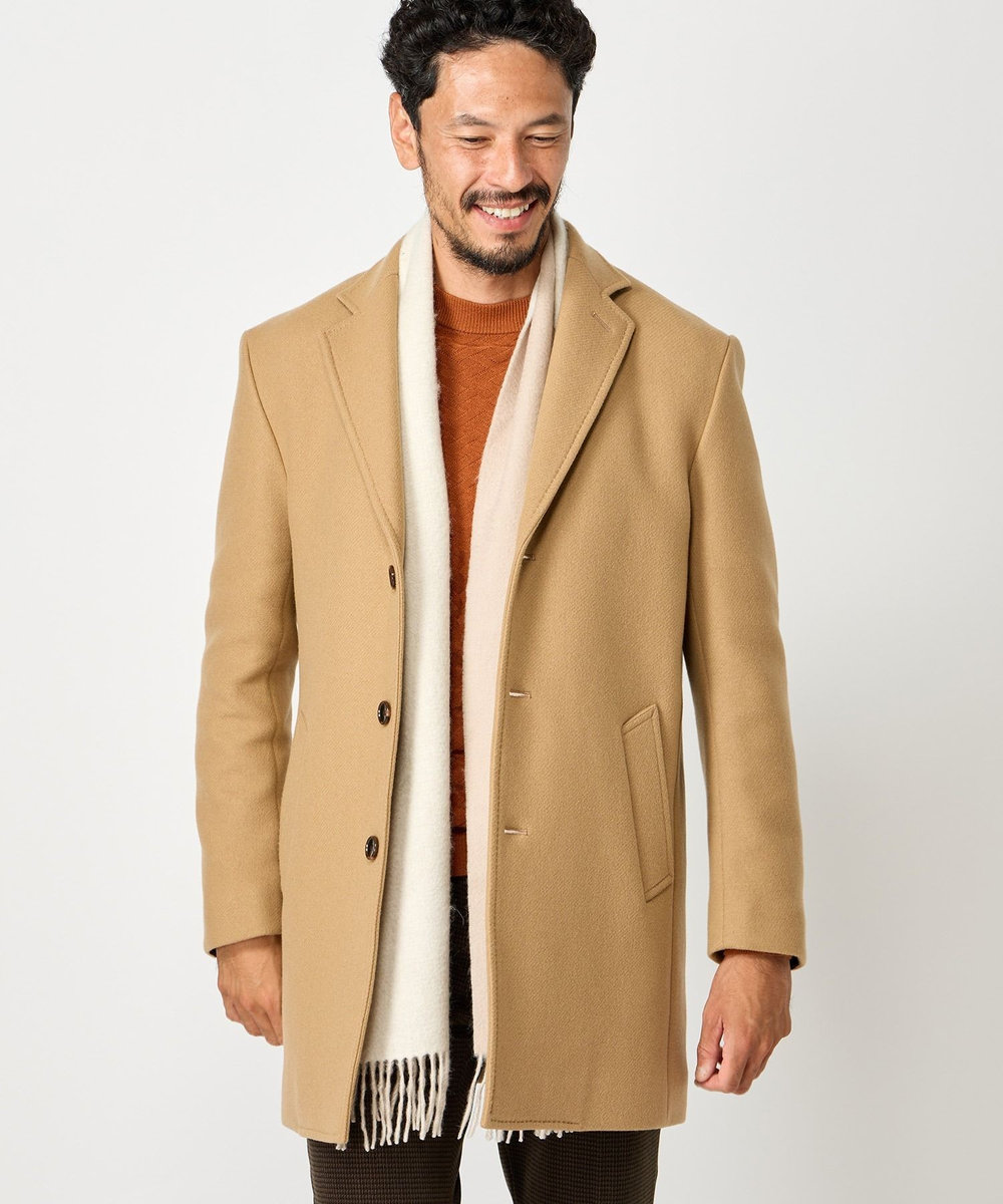 MEN'S BIGI リバーシブルウールマフラー オフホワイト