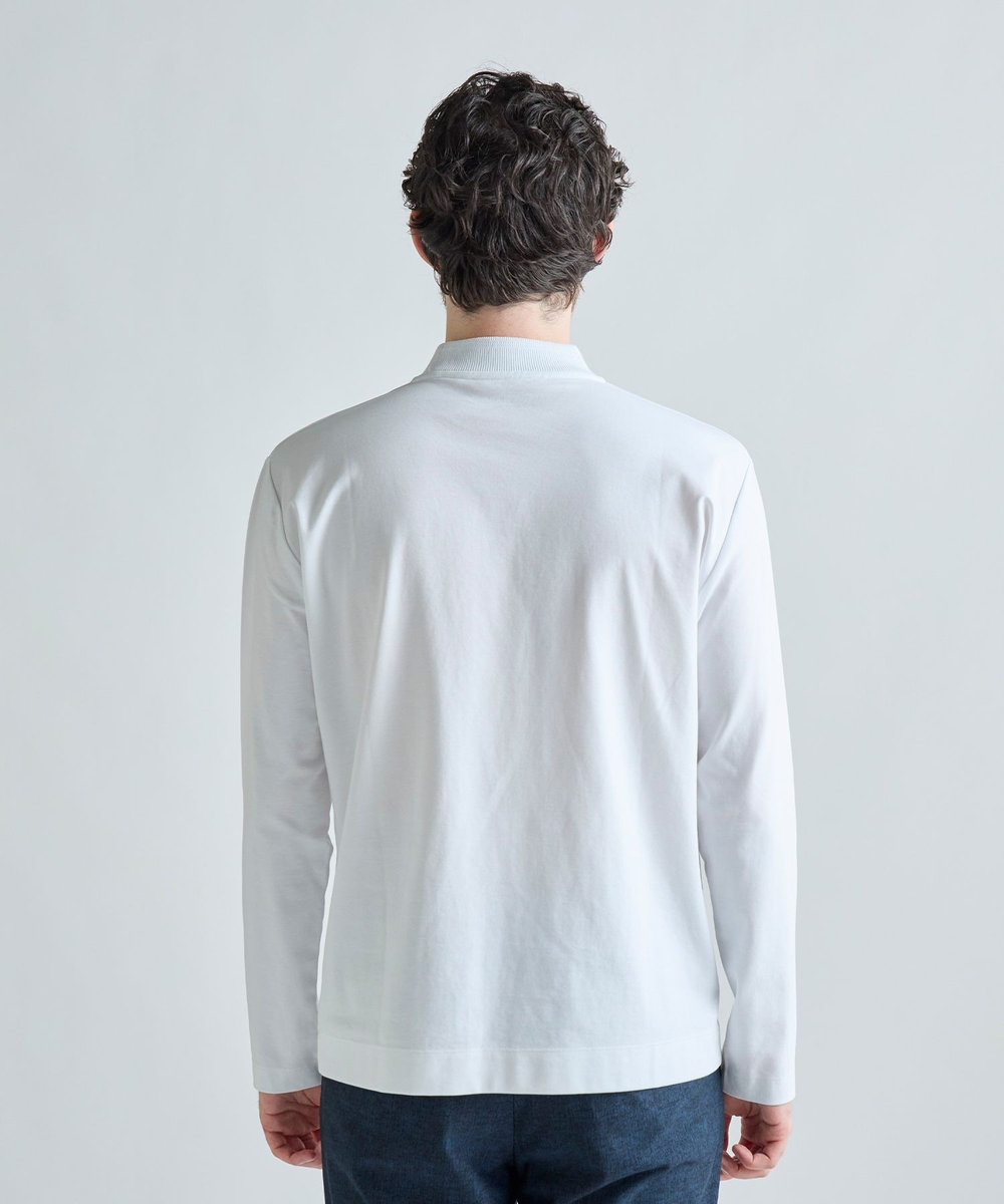 MEN'S BIGI アクティブテーラー シルケットスムース UネックロングTシャツ［シルケット加工/抗菌防臭/帯電防止］ ホワイト