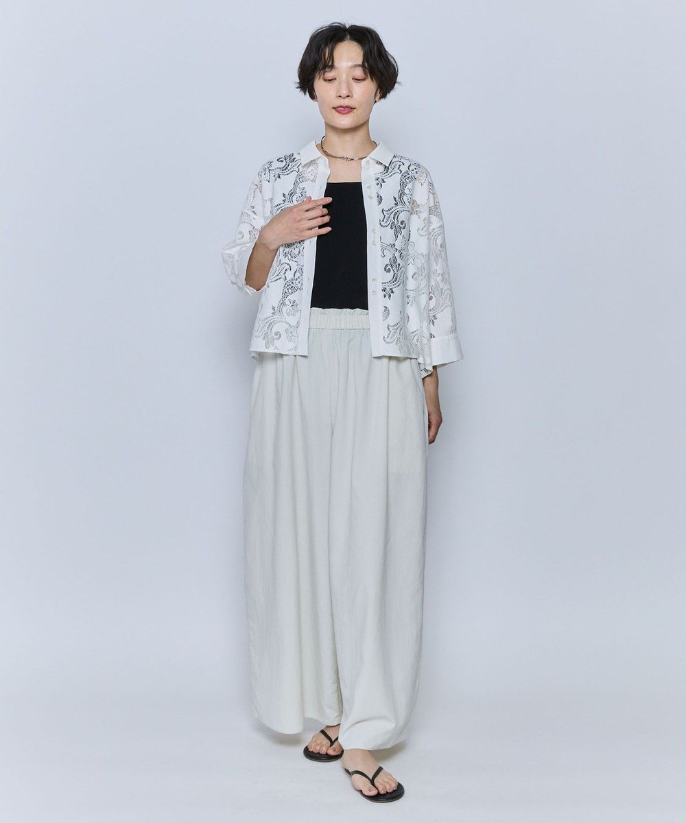 feerique feerique レースコットン混シャツ ホワイト