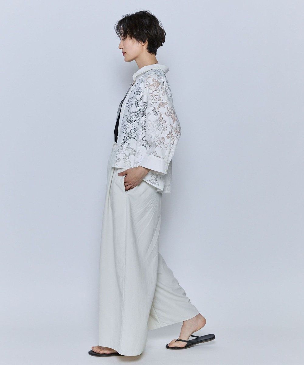 feerique feerique レースコットン混シャツ ホワイト